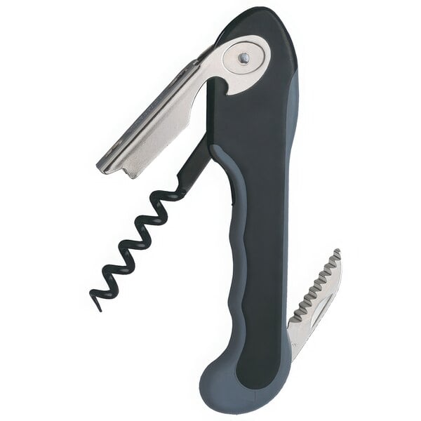 A black and silver Franmara Crescendo waiter's corkscrew.