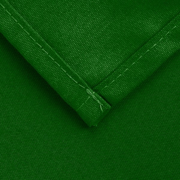 A green rectangular cloth table cover with a hemmed edge.