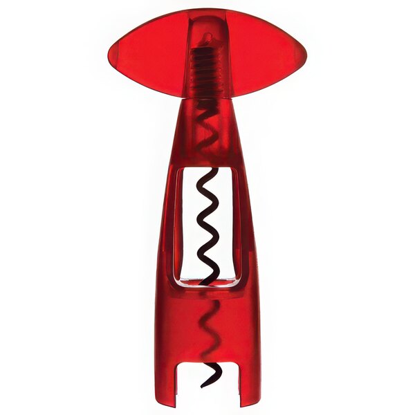 A Franmara Magellan red corkscrew with a black spiral.