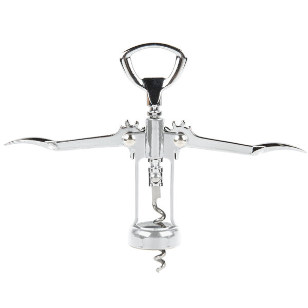 A Franmara Tavern wing corkscrew with a chrome body and cork.
