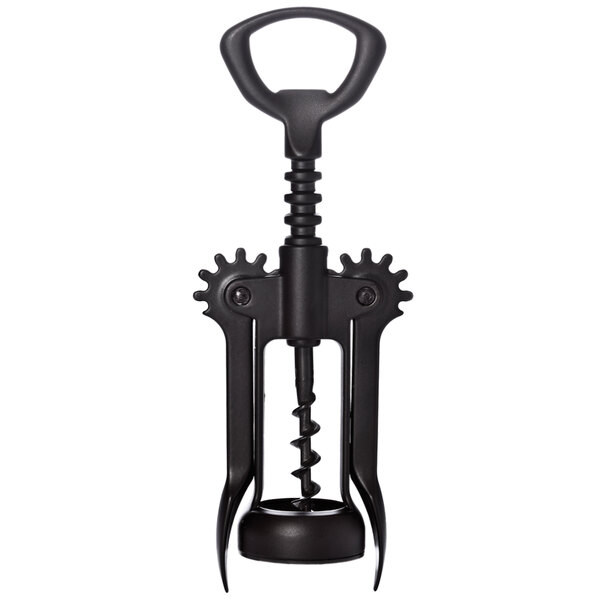 A Franmara ebony wing corkscrew with a black handle.