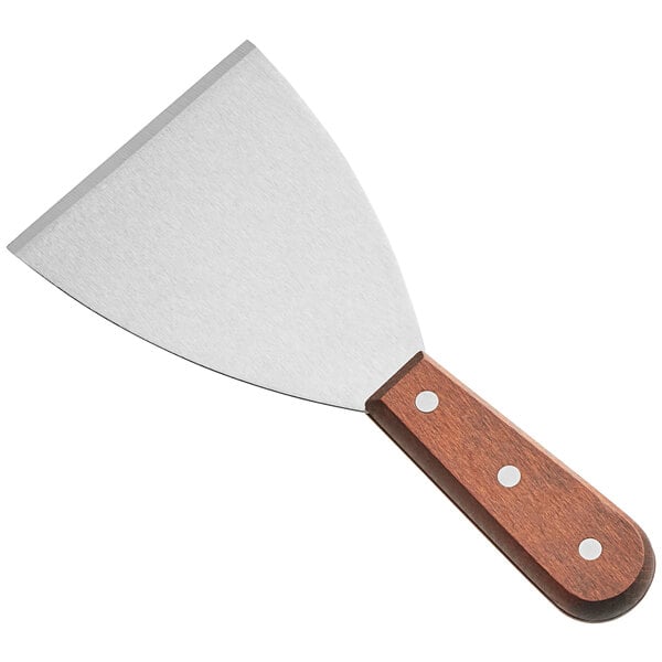 Tablecraft 254 8" x 4" Stainless Steel Grill Scraper with Wood Handle
