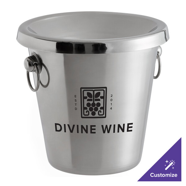 A customizable stainless steel Franmara wine tasting spittoon with rings on it.