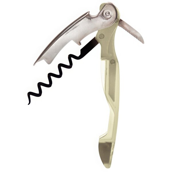 A PullPlus Domaine waiter's corkscrew with a translucent white wine handle and a black spiral.