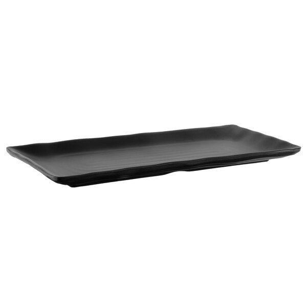 A black rectangular GET Nara melamine platter.