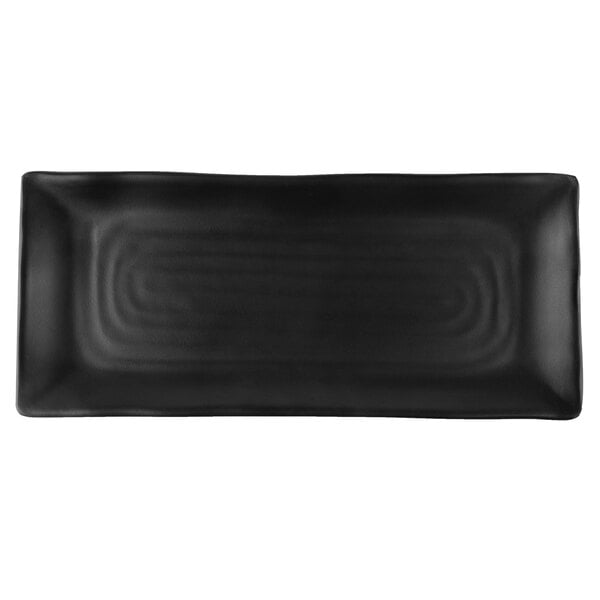 A black rectangular GET Nara melamine platter.