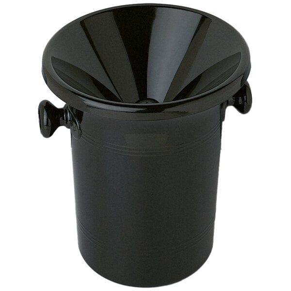A black acrylic bucket with a lid and handle.