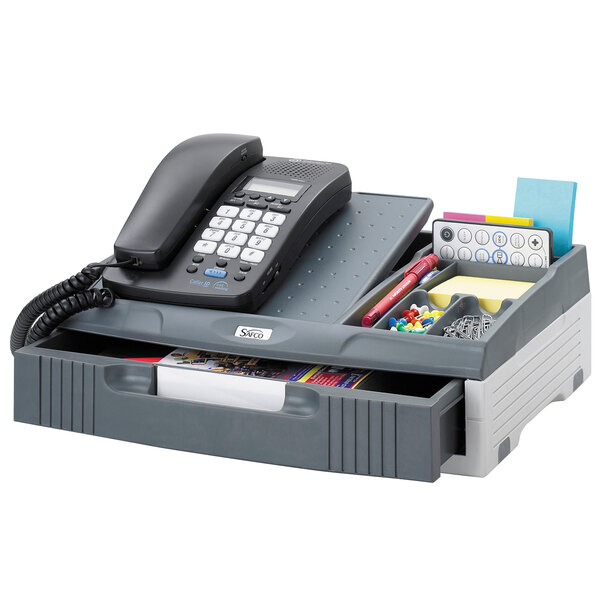 Safco 2204CH 14 3/4" x 10 1/2" x 4 1/4" Gray Telephone Organizer Stand