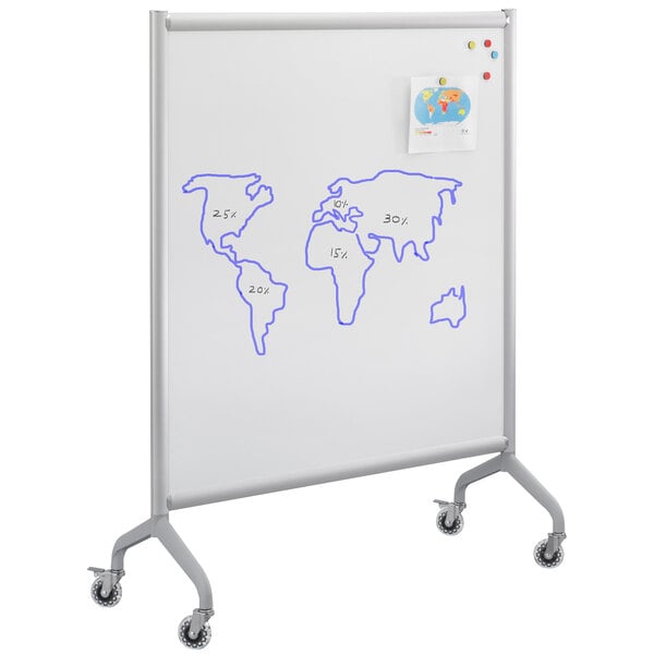 A Safco Rumba whiteboard with a map drawn on it.