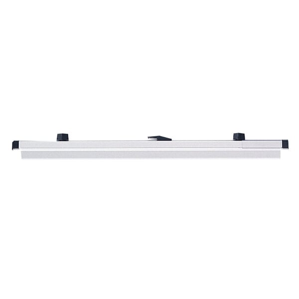 A white Safco rectangular sheet file hanging clamp with black knobs.