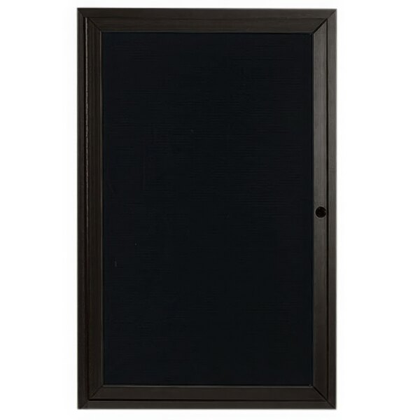 A black rectangular Aarco outdoor directory board with a black frame enclosing a black board.