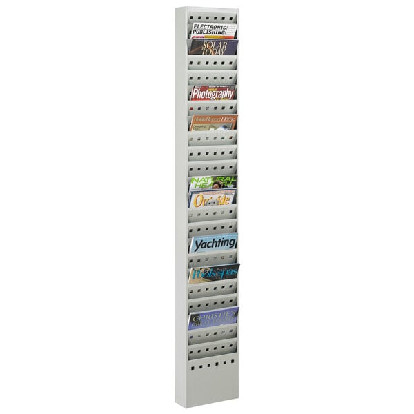 Safco 4322GR Gray 23 Compartment Steel Magazine Display Rack