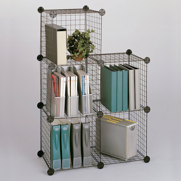Safco 5279BL Black Wire Cube Shelving System 5/Set