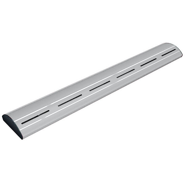 A white metal Hatco curved infrared food warmer beam with LED lights.