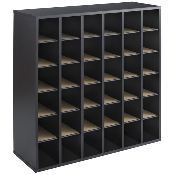 Safco 7766BL Black 36Section Adjustable Wood Mail Sorter 33 3/4" x