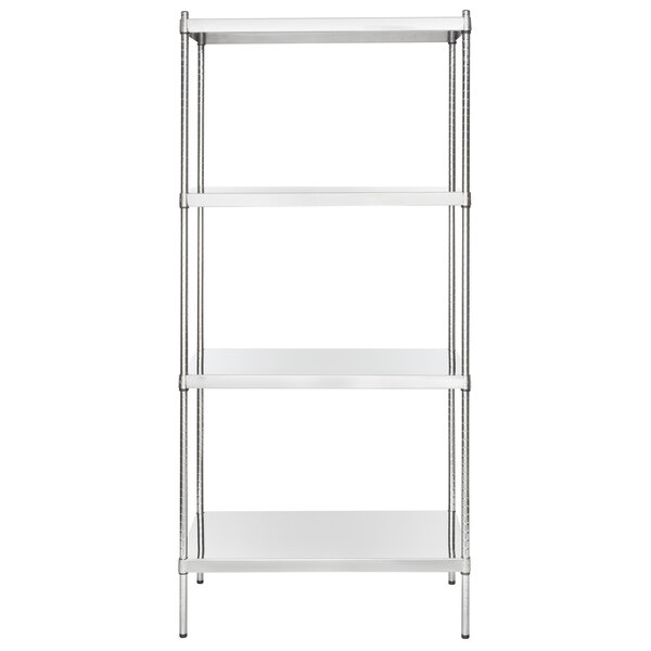A Regency stainless steel wire shelf kit with four shelves.