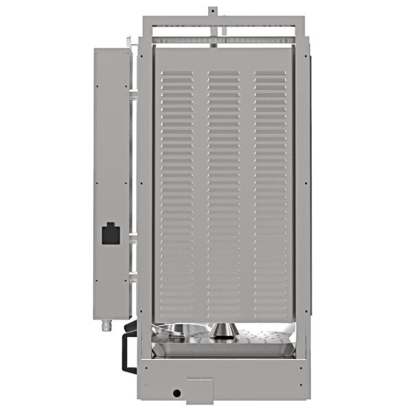 An Inoksan electric doner kebab machine with a metal enclosure and a glass door.