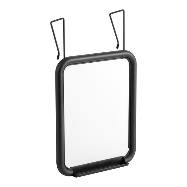 A white board with a black frame.