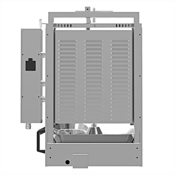 An Inoksan electric doner kebab machine with a metal box and a glass door.