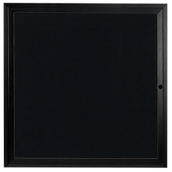 A black Aarco aluminum outdoor directory board with a black frame and a black letter board inside.