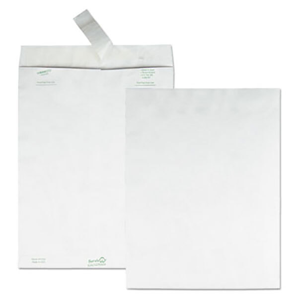 A white envelopes with green labels.