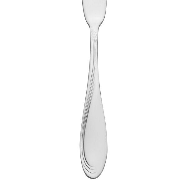 A Oneida Scroll stainless steel butter knife with a silver handle.
