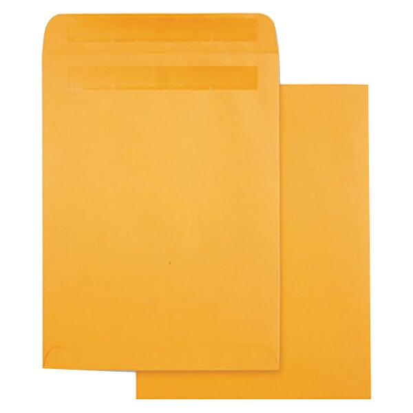 A pair of yellow Quality Park file envelopes.