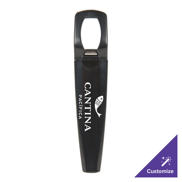 A black Franmara Traveler's plastic bottle opener with white text that says "Canna" in a black box.