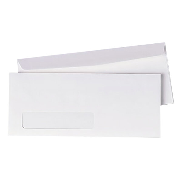 A white Quality Park business envelope with a window.