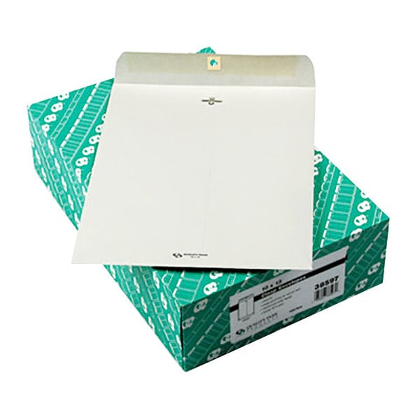 A green box with a white envelope on it.