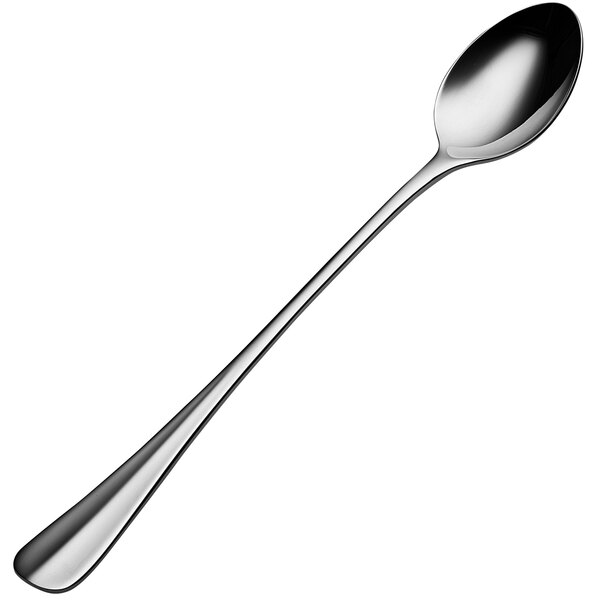 A Bon Chef stainless steel iced teaspoon with a long handle.