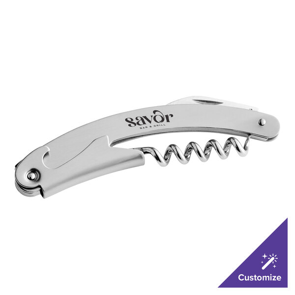 A Franmara stainless steel corkscrew with a logo.