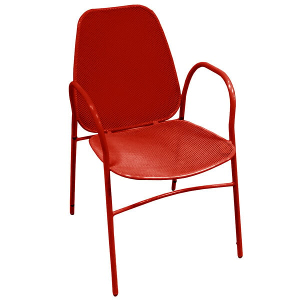 American Tables Seating 96 R Red Mesh Outdoor Powder Coated Metal Chair