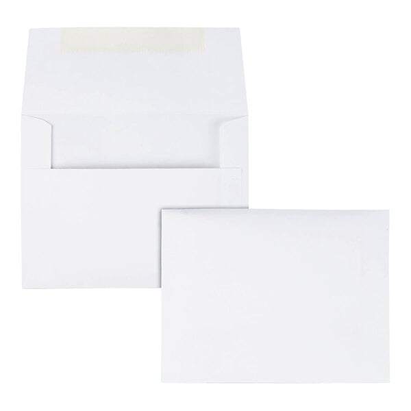 A white gummed seal greeting card or invitation envelope measuring 4 3/8 by 5 3/4 inches.