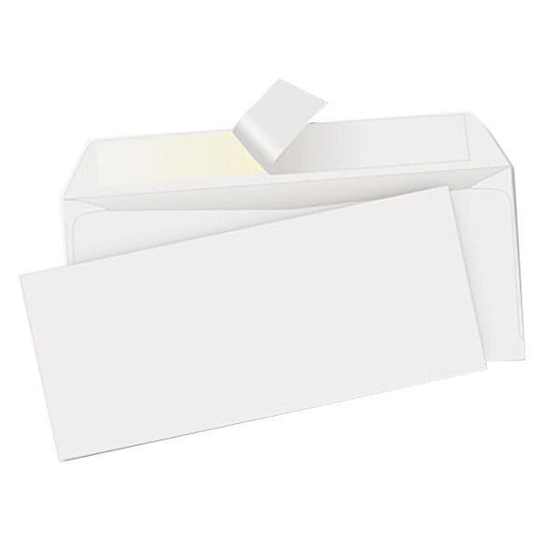 A white Quality Park #10 business envelope with redi-strip seal.