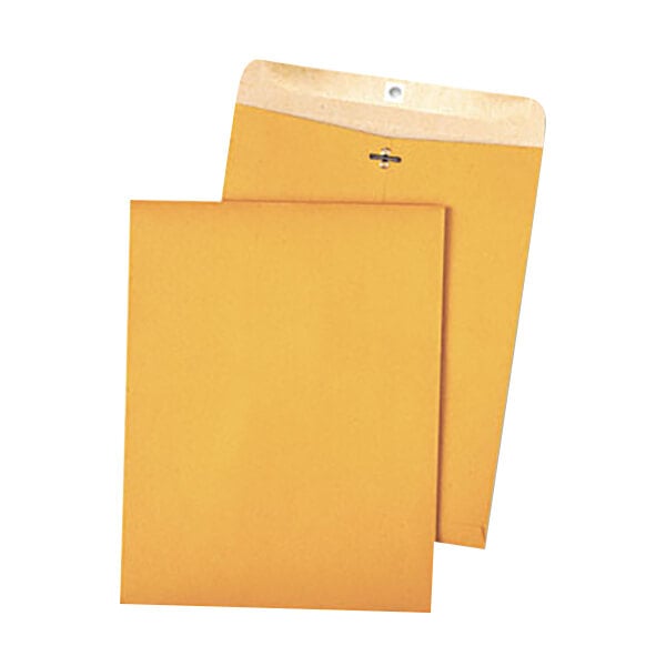 Two brown Quality Park envelopes with yellow gummed flaps.