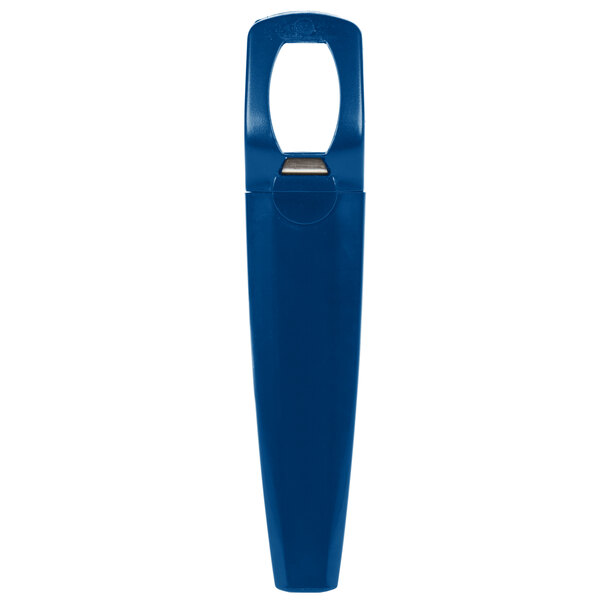 A dark blue Franmara plastic corkscrew and bottle opener with silver metal accents.