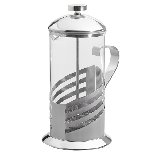 Choice 33 oz. Glass / Silver French Coffee Press