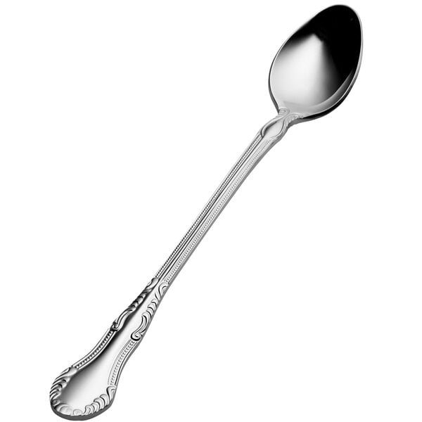 A Bon Chef stainless steel iced tea spoon with a handle.