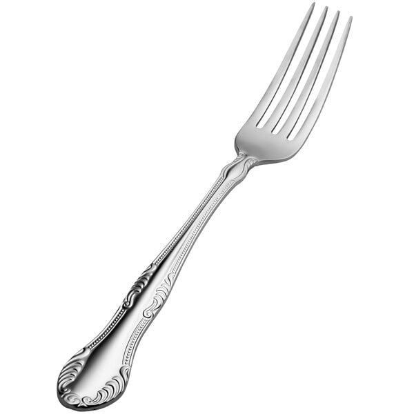 A Bon Chef stainless steel dinner fork with a silver handle.