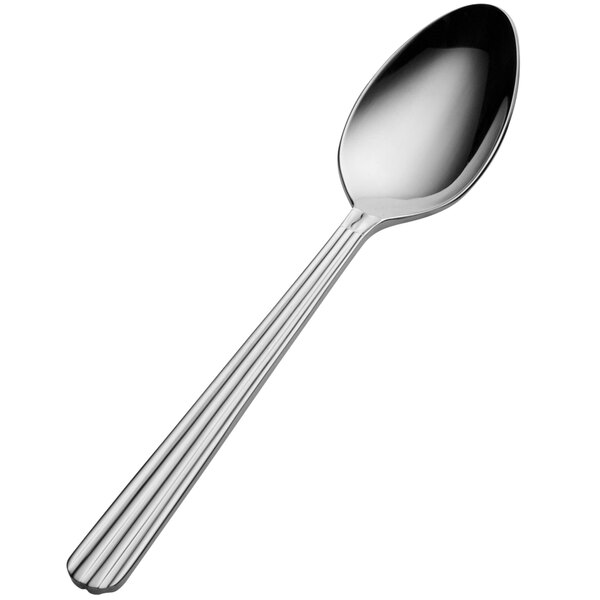 A Bon Chef demitasse spoon with a silver handle.