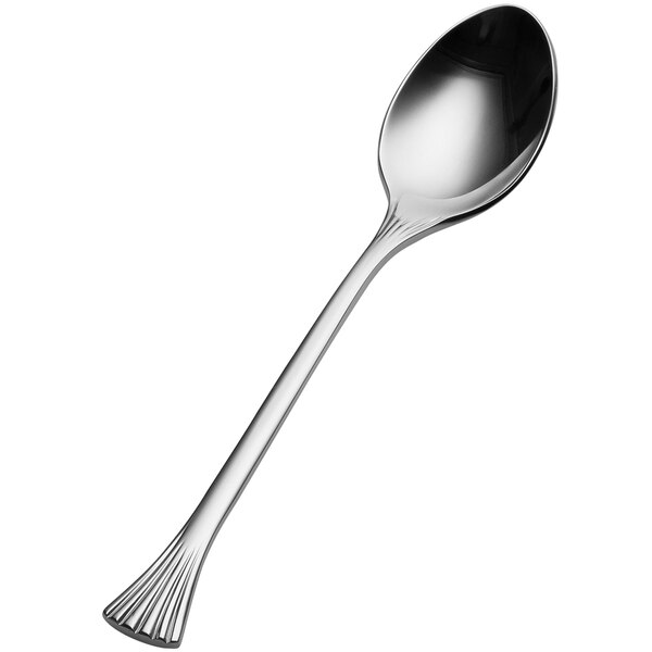 A Bon Chef stainless steel teaspoon with a long silver handle.