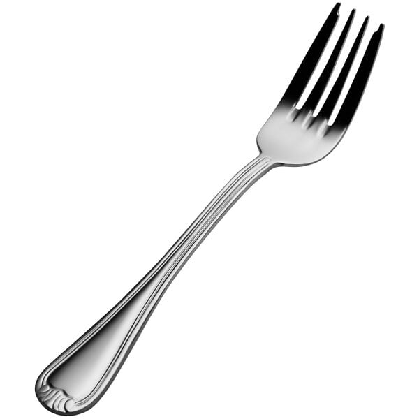 A Bon Chef stainless steel salad/dessert fork with a silver handle.