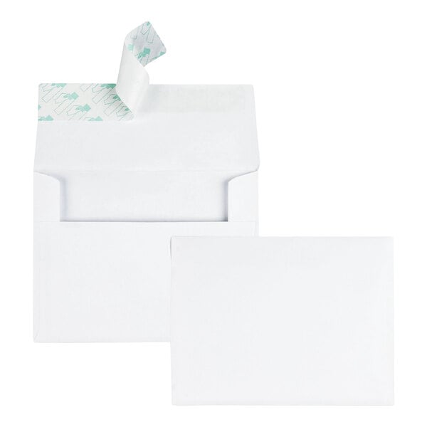 A white greeting card or invitation envelope with a peel-and-seal Redi-Strip closure.