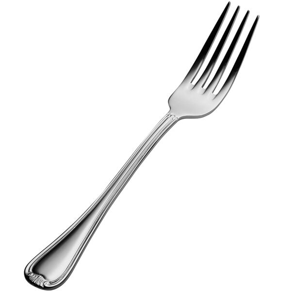 A Bon Chef stainless steel European dinner fork with a silver handle.