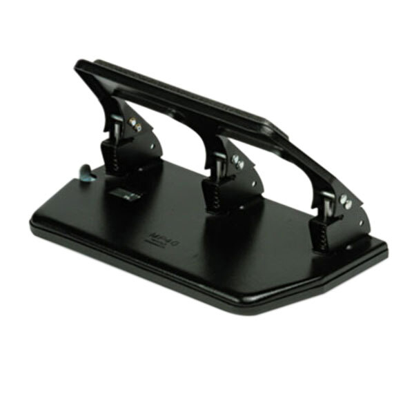 A black Master 3 hole punch with a gel pad handle.