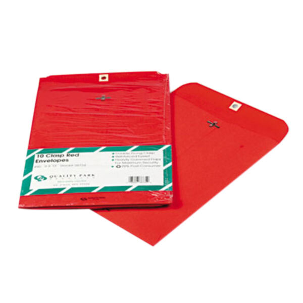 A red envelope with a white label.