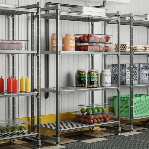 Cambro CBU243672V4580 Camshelving® Basics Plus Vented 4-Shelf Stationary Starter Unit - 24" x 36" x 72"
