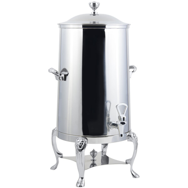 A Bon Chef stainless steel coffee chafer urn with a lid.