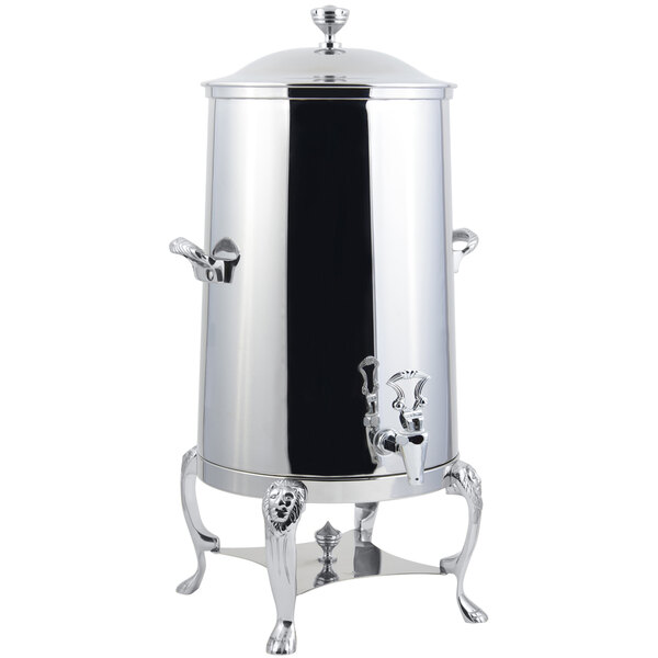 A Bon Chef stainless steel coffee chafer urn with a lid.